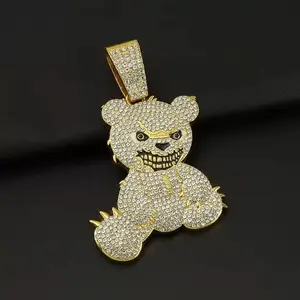 European and American cross-border personalized grinning panda necklace, fashionable hip-hop Cuban men's chain accessory