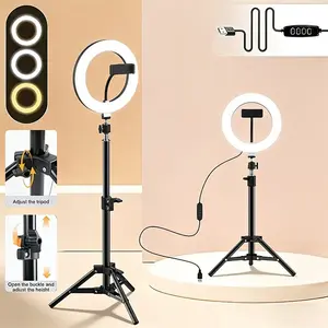 LED Ring Light with Dimmable LED Selfie Light & Adjustable Tripod Stand, LED Fill Light with Extendable Stable Metal Stand, Studio Light for Makeup, Live Streaming, YouTube, TikTok & Photography Lighting