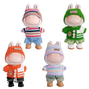 6.7inch 4 sets labubu Clothing Accessories Set Hat + Clothes + (pants or skirt) Doll Clothes Suitable for Fashion Plush Dolls Doll Clothes Outfit