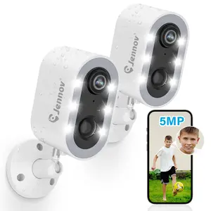 Jennov Wireless Security Camera, 2.4Ghz WiFi Battery Powered with AI Smart Detection/Color Night Vision/Two-Way Talk/IP66 Waterproof, Free Cloud Storage for Outdoor & Indoor Home Camera
