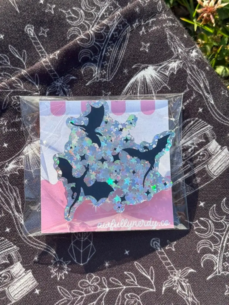 Flying Dragons Sparkle Acrylic Pin Fashion Accessory Jewelry
