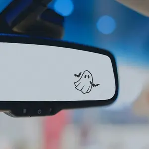 Halloween Car Rearview Mirror Sticker Tt004 Bats Ghost Pattern, Perfect Halloween Gift Idea, Decorative Auto Accessory for Spooky Season, Sticker for Cars