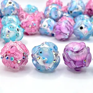 5pcs Life is Like the Ocean, it Goes Up & Down Polymer Clay Beads - Fancy Beading & Craft DIY Supplies