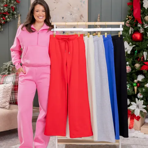 Women's Luxe Design Loose-Fitting Fleece High Waist Wide Leg Pants - Basic Casual Bottoms, S-3XL Sizes (2xl 30in, 3xl 34in, Medium 30in Inseams), Minimalist