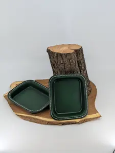 Hand-stitched Leather Valet Caddy in Emerald Green