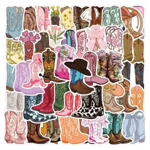 Cowboy Cowgirl Boots 55 pcs Stickers Decals for Laptops Phones Phone Case Scooter Consoles Walls Luggage Case Books Journal Surfing & Cowboy Themed Decorations