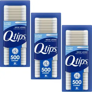 Q-tips Cotton Swabs For Hygiene and Beauty Care Original Cotton Swab Made With 100% Cotton 500 Count pointed Makeup Applicator Pack lip stain buds