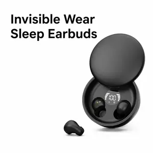 Mini compact invisible sleep Bluetooth wireless headphones, noise-canceling headphones. Improve sleep quality. No pressure on ears when lying on the side. Invisible flat head design, suitable for travelers and those who sleep on their sides.