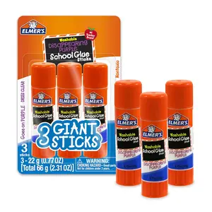 Elmer's Disappearing Purple School Glue Sticks, Washable, 22g, 3-Count - #1 Teacher Brand Office Stationery, Ideal for Posters, Vision Boards
