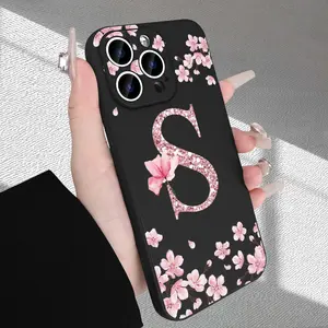 Beautiful Floral Letter S Pattern Phone Case Fashion Hot Sale, High-End Matte Touch Full Camera Protection, Shockproof Anti-Drop, Anti-Fingerprint Durable Phone Case Suitable for iPhone 16/15/14/13/12/11/X/XR/XS/8/7/SE Mini Plus Pro Max Series, Suitable f