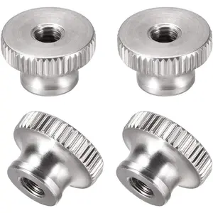 Knurled Thumb Nuts, 4Pcs M5x0.8mm 304 Stainless Steel Round Knobs Fasteners for 3D Printer Parts, Silver Tone