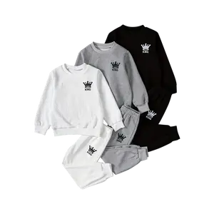 6-piece boy spring, autumn and winter trend leisure sports suit boy letter printed long sleeve pullover sweater jogging pants suit is suitable for 3-14 years old.