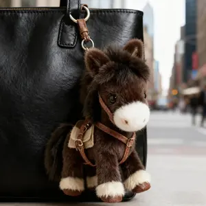 Cute 2026 Year of the Horse Plush Keychain Chinese New Year Horse Mascot Bag Charm