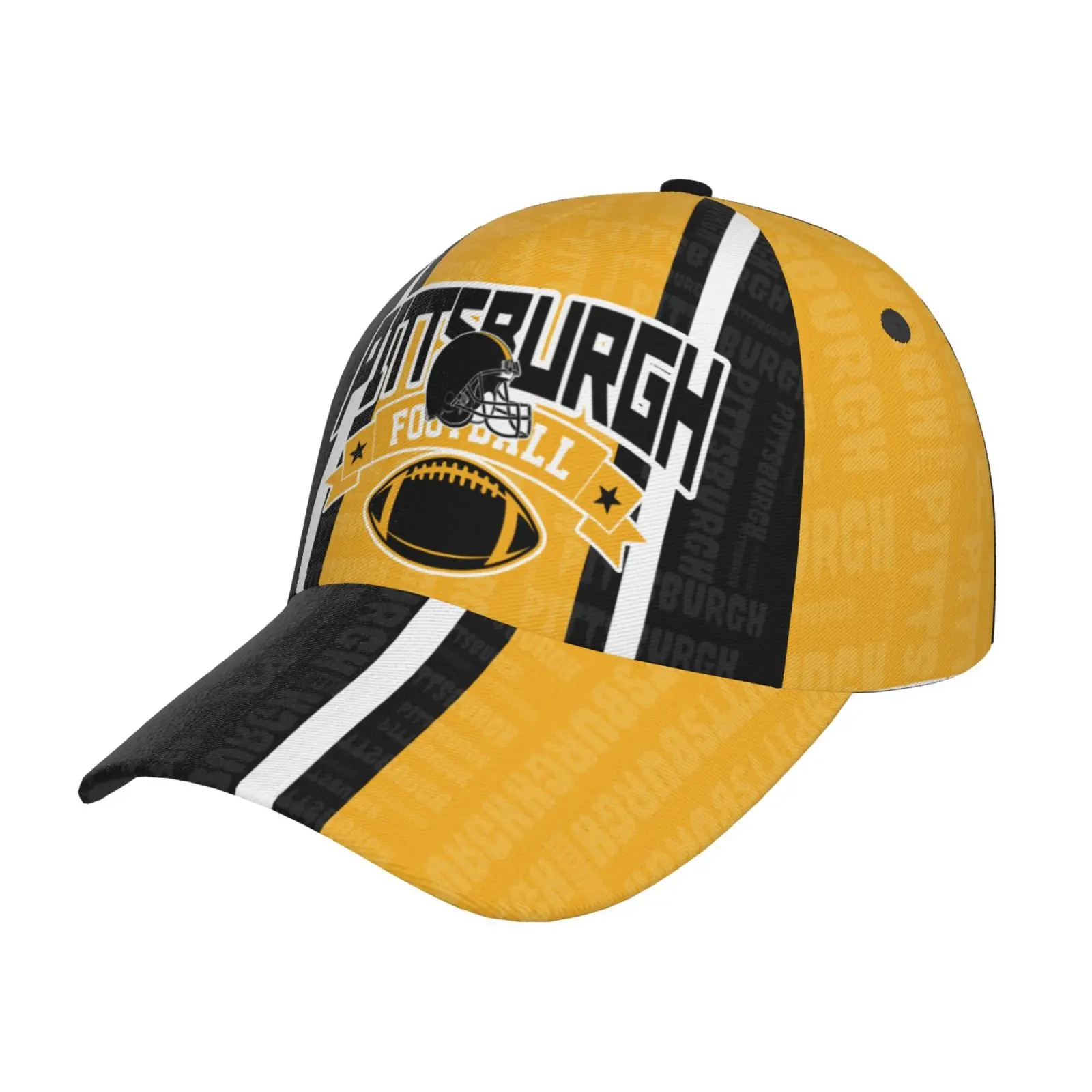 Unisex Retro Color Block Twill Fabric Snapback Hat for Pittsburgh Fans - Adjustable, Breathable Sports Outdoor Hats, UV Protection, Reinforced Top, Everyday Commute Wear