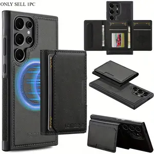 Faux Leather Magnetic Detachable Wallet Case for Galaxy S26/S24/S25 Ultra, S21+/S22+/S23+, S24/S25 Plus, S21/S23/S24 FE, S25/A14/A34/A54/A15/A35/A55/A53/A16/A36/A56/57 Edge