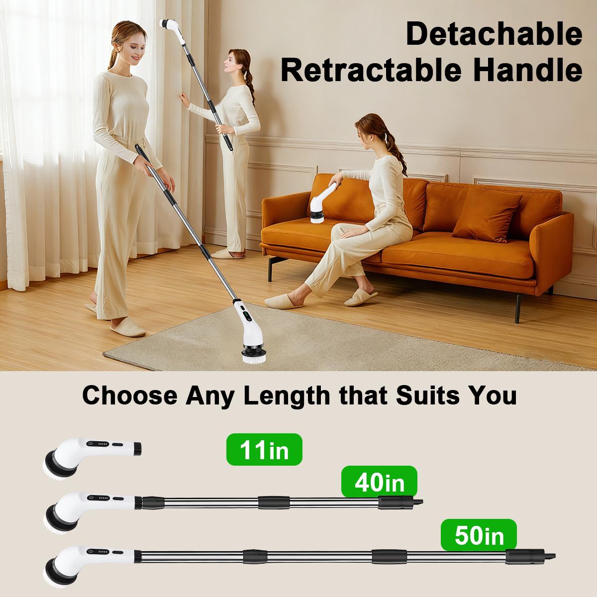 2026 New Electric Spin Scrubber — Cordless Design, IPX7 Waterproof Rating, Multi-Surface Versatility; Ultra-Long Battery Life, Adjustable Speed, Extendable Handle; A Multifunctional Cleaning Kit Designed Specifically for Bathrooms and Kitchens.