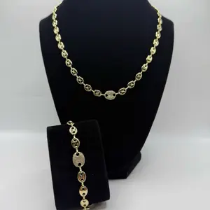 Set of two pieces 45cm+19cm, in 14k laminated gold.