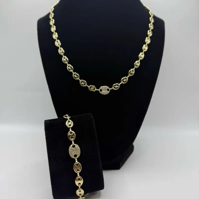 Set of two pieces 45cm+19cm, in 14k laminated gold.