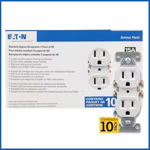 15-Amp 125-volt Residential Duplex Outlet Receptacles , White (10-Pack)