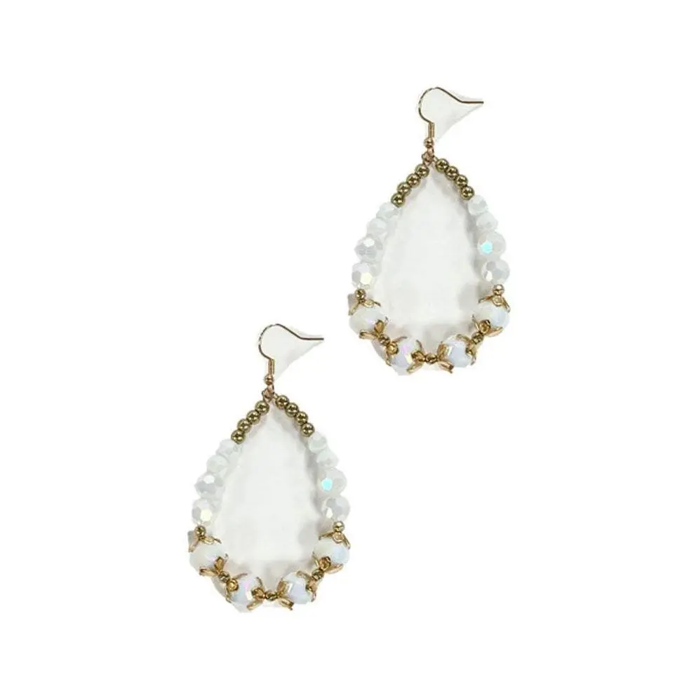 White Beaded Earrings