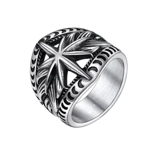 PROSTEEL Stainless steel rice word sun glow ring gift women men