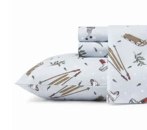 Eddie Bauer Snow Day Blue Cotton King Sheet Set