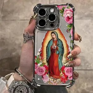 Guadalupe Women's Fashion Airbag Electroplating Anti Drop Phone Case Suitable for iPhone 17 16 15 14 13 12 11 Pro Max Air Full Coverage Lens Protection