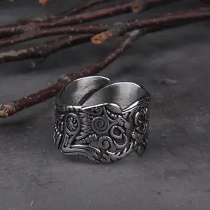GEKI AND FREKI WOLF RING - STAINLESS STEEL