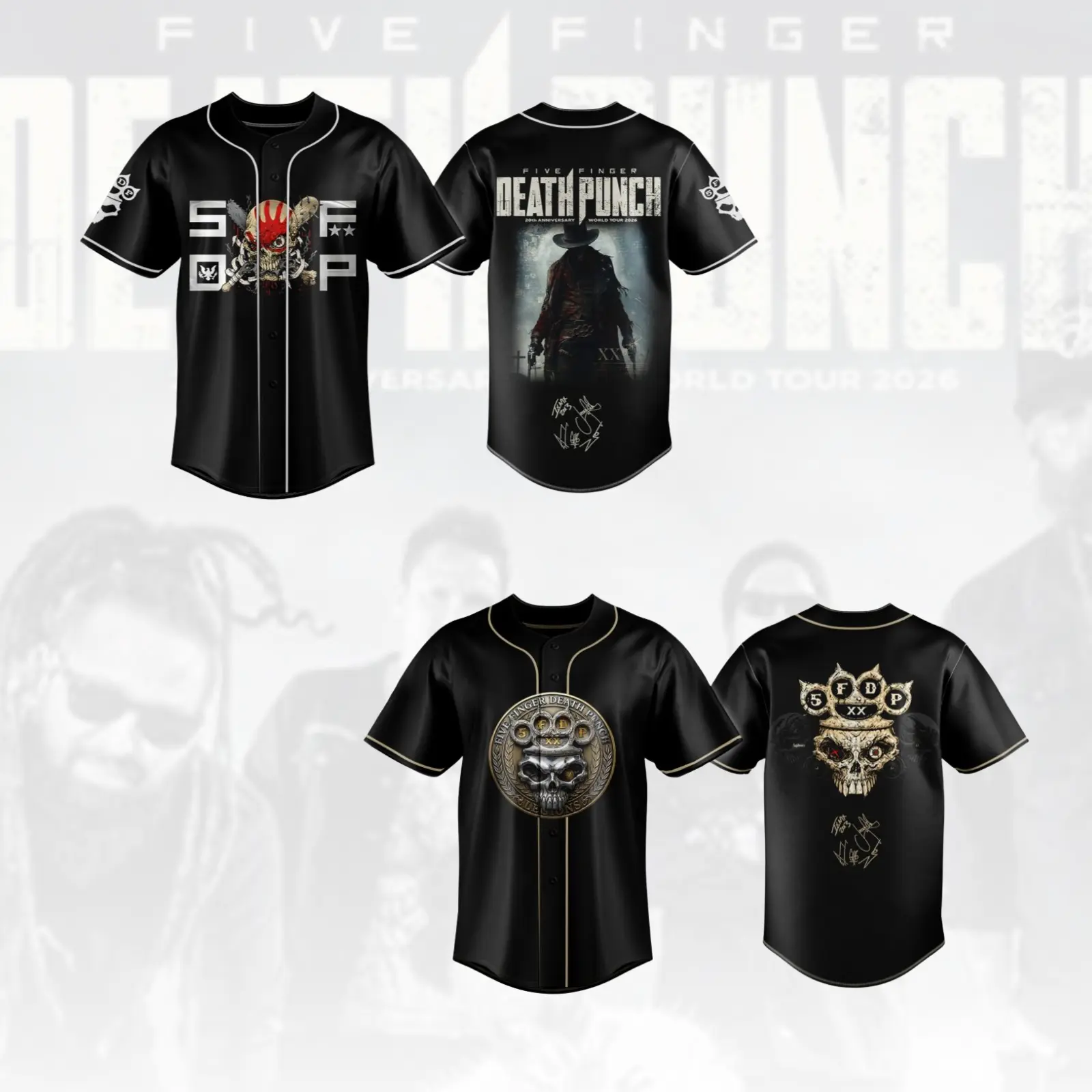 Five Finger Death Punch Hits Me Tour 2026 Signed Limited Baseball Jersey