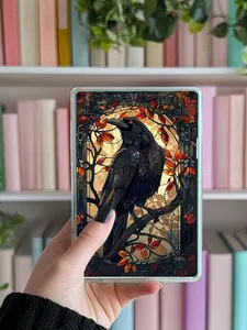 Kindle insert Raven stained glass design, paperwhite, oasis, colorsoft, basic, goth, dark romance, ereader,booktok, bookish, spicy, booklover, gift, for her
