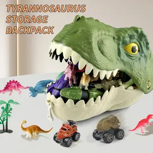 T-Rex Replica Model, Dinosaur Head Toy Storage Box, Kids Backpack Set, Portable Outdoor Toys, Halloween & Christmas Gifts for Boys Girls