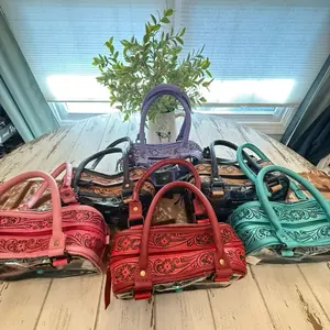 Tooled Leather Clear Stadium Bag, Durable Event-Ready Crossbody Bag for Sports Games, Concerts