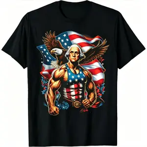 【Graphic T Shirt】【Funny T Shirt】Funny George Washington Patriotic Graphic T-Shirt – Unisex 100% Cotton 4th of July USA Tee, American Flag Humor Shirt, Casual Short Sleeve Streetwear Top for Men & Women