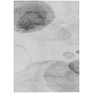 Machine Washable Gray Rug - Indoor / Outdoor - Kids / Pet Friendly Organic Print Rug