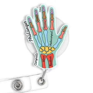 Hand Anatomy Badge Reel - Hand Surgeon Retractable ID Holder with Clip for Nurse Medical Students WRP