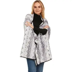 Ladies Reversible Wearable Blanket Wrap with Arm Holes Soft Cozy