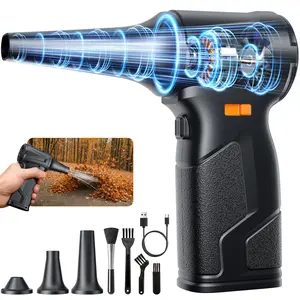 SHEKAR 4000mAh Compressed Air Duster Rechargeable Brushless Motor Stepless Adjustable Gears Cordless Leaf Blower Rechargeable for Computer, Keyboard, Outdoor, House and Car