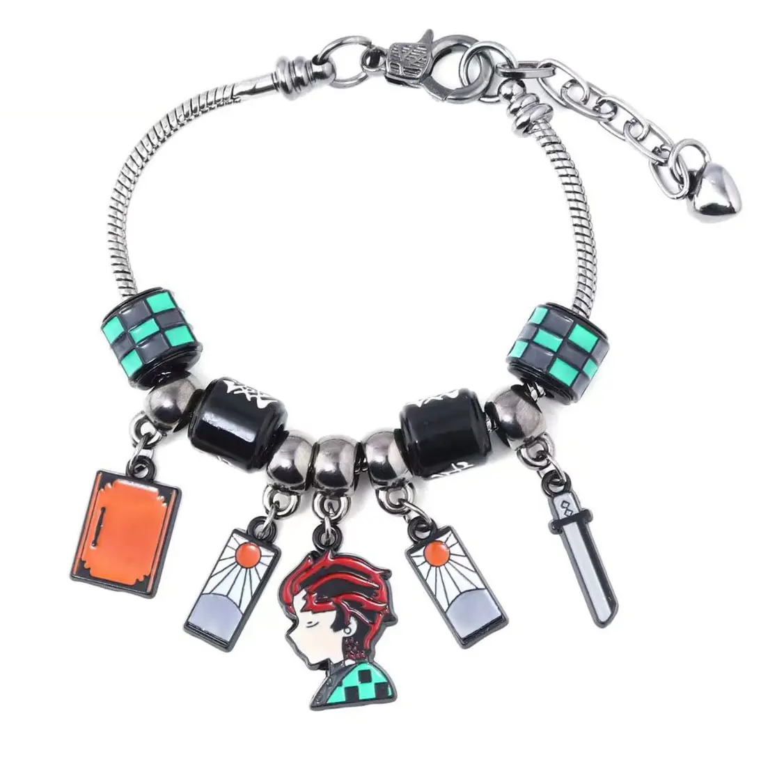 Demon Slayer Anime Charm Bracelet - Tanjiro Nezuko Zenitsu Beaded Bracelet for Otaku Fans