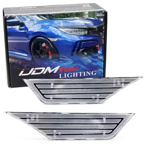 iJDMTOY JDM Semi-Clear Frosted-White Lens Front Side Marker Lamp Housings For Honda 2016-21 Civic Sedan Coupe Hatchback 10th Gen, LH RH Assembly