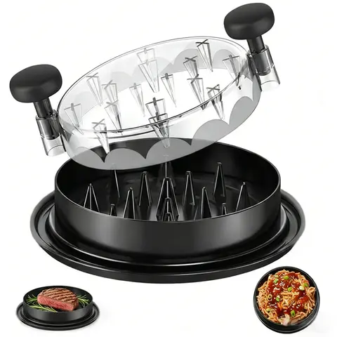 8inch BPA-Free Manual Meat Shredder, Black Kitchen Utensil with Transparent Cover, Ergonomic Handle, Anti-Slip Base - Dishwasher Safe Tool for Chicken Taco Shreds, Pork Prep