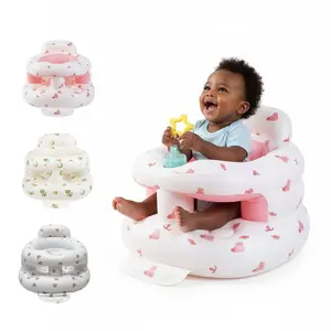 Full Surround Design Inflatable Seat for Baby, Portable Anti-roll Baby Seat for Babies 3-36 Months, Baby Feeding Camping Chair, Toddler Bath Shower Chair for Babies Sitting Up with Built in Pump