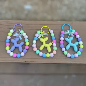 Cute Bow and Dog Bag Charm and Keychain Adorable Playful Accessory for Bag Owners and Keychain Users