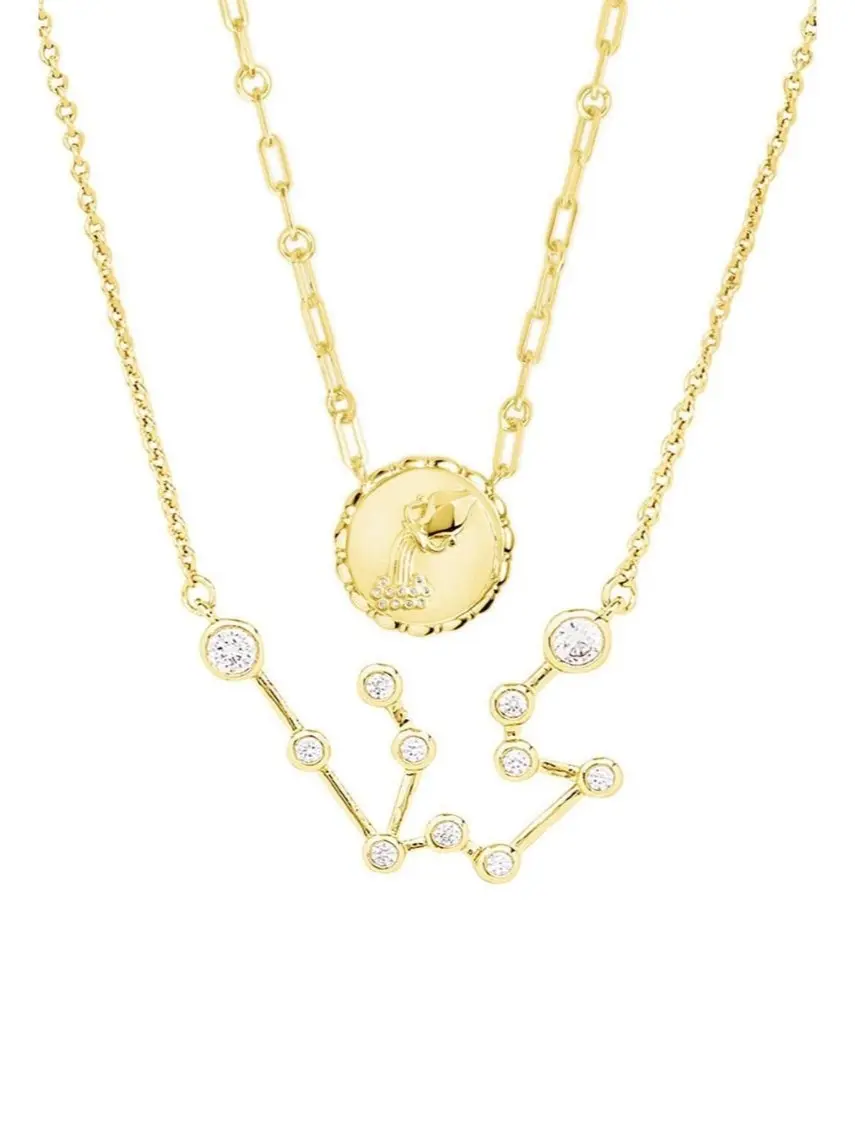'When Stars Align' Constellation Necklace & Bold Link Zodiac Necklace Set