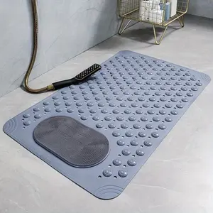 1PC PVC Non Slip Bathtub Shower Mat, Waterproof Floor Pad with Massage Bumps, Drain Hole Design for Smooth Water Flow, Flexible Odor Resistant Easy Clean Bathroom Safety Mat, Practical Holiday Daily Gift