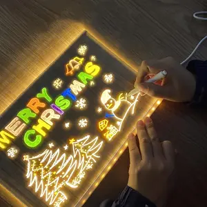LED Light-Up Board with USB Interface, Light Up Letters, Acrylic Art Display Night Light, Erasable & Reusable DIY Fluorescent Board, Ideal Gift for Kids, Suitable for Birthday, Halloween, Christmas Decorations Neon Sign