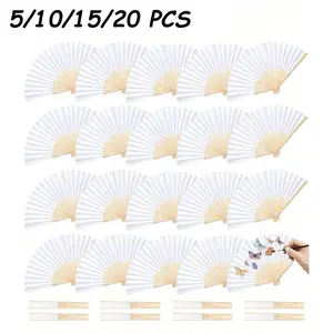 5/10/15/20 PCS Paper Fans, Bamboo Folding Fans, Handheld Fans, DIY Portable Bamboo Fans, Birthday Party Decorative Fans, China Bamboo Fans, Decorative Folding Fans