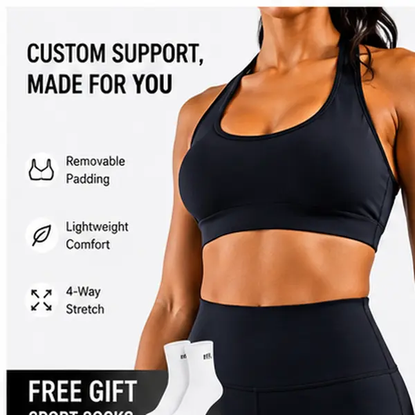 Women's wire-free, molded full-cup high-support sports bra with an open back design, breathable and moisture-wicking fabric, and a mesh back. Suitable for women with large busts to wear for fitness and running.