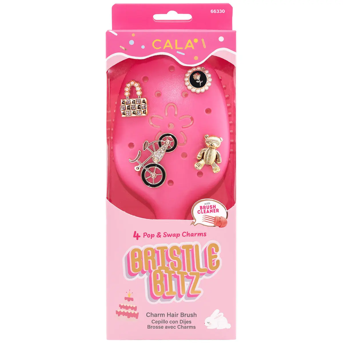 CALA Bristle Bitz Charm Hair Brush - Hot Pink