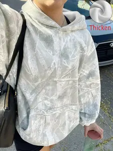 Women's Fall Winter Vintage Fashion Tree Branch Print Hoodie, Loose Fit Casual Pullover, Trendy All over Printed Sweatshirt