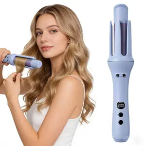 Professional Rotating Auto Hair Curler, 4 Adjustable Temperatures, Dual Voltage, Fast Heating, Auto Power-off Safety, Creates Long-Lasting Waves & Curls, Portable for Home & Travel